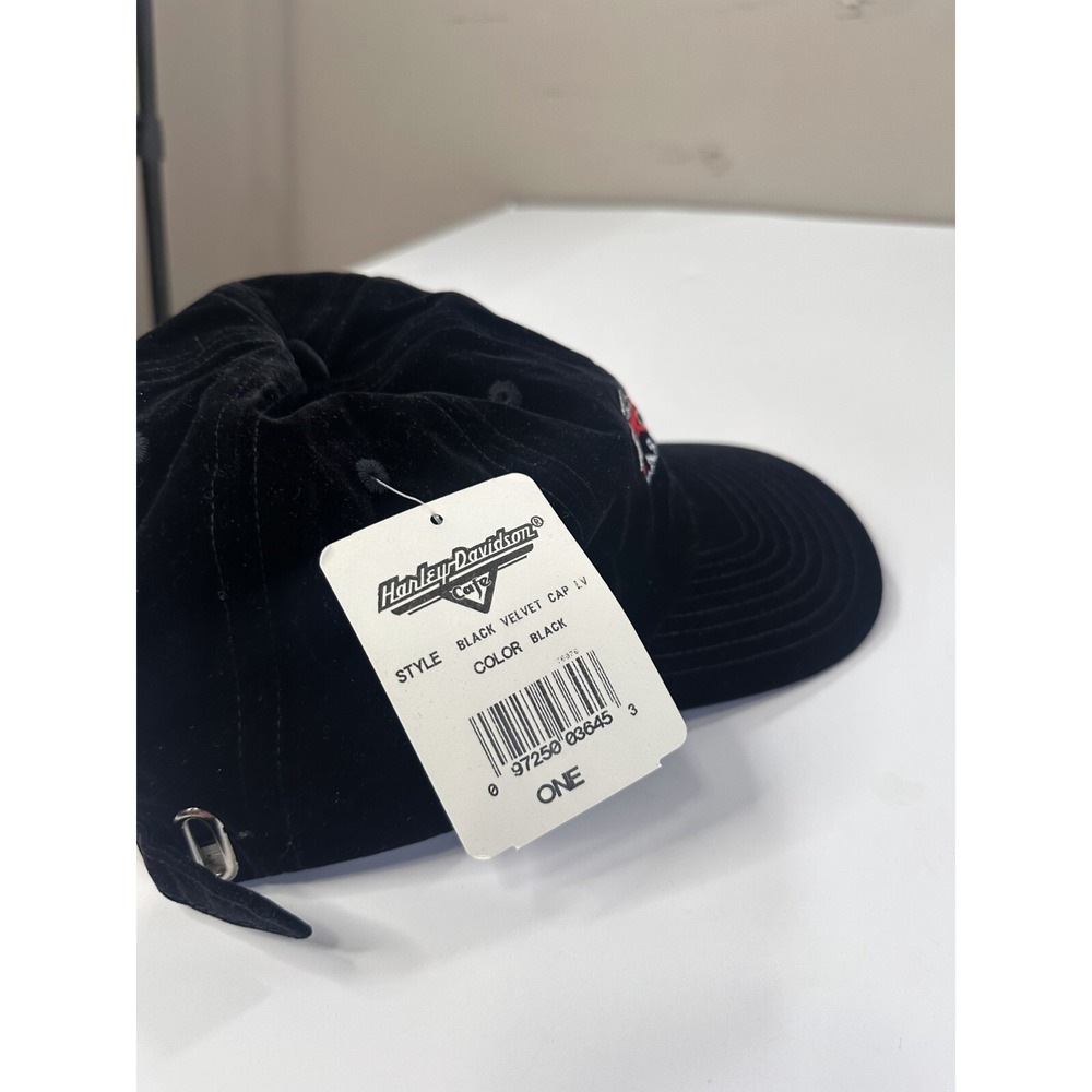Harley Davidson Cafe Las Vegas Baseball Cap Men One Size Black Velvet Adjustable - Picture 3 of 3